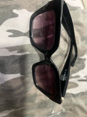 Black Cat-Eye Sunglasses with Tinted Purple Lenses